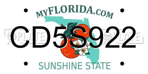 CD5S922 Florida License Plate