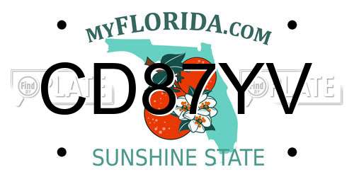 CD87YV Florida License Plate
