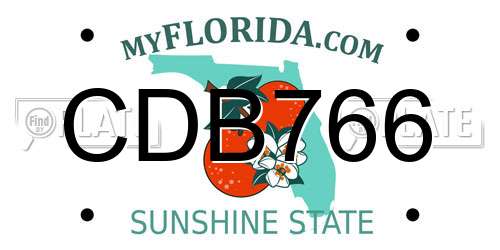 CDB766 Florida License Plate