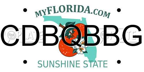 CDBQBBG Florida License Plate