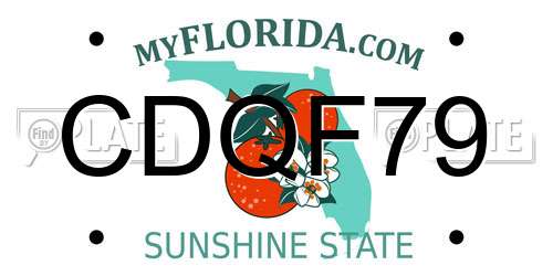 CDQF79 Florida License Plate