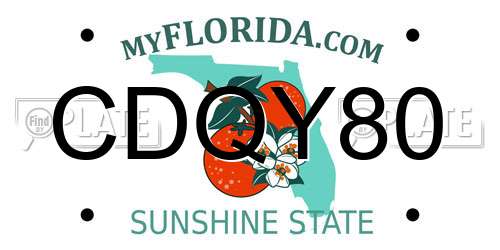 CDQY80 Florida License Plate