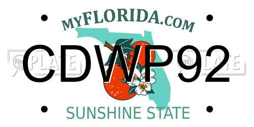 CDWP92 Florida License Plate