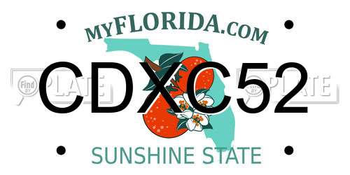 CDXC52 Florida License Plate