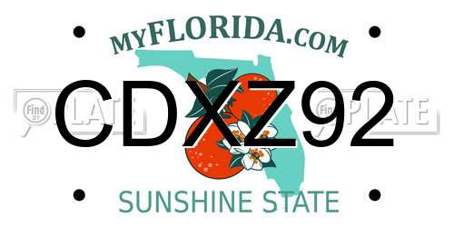 CDXZ92 Florida License Plate