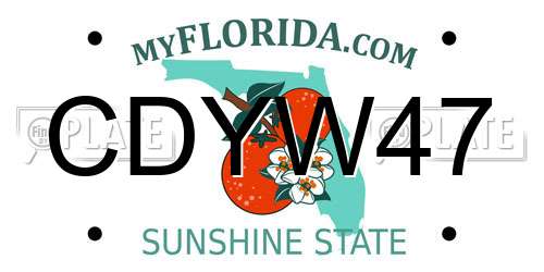 CDYW47 Florida License Plate