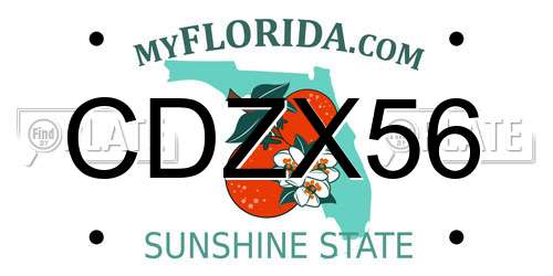 CDZX56 Florida License Plate