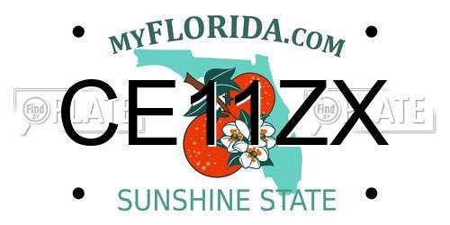 CE11ZX Florida License Plate