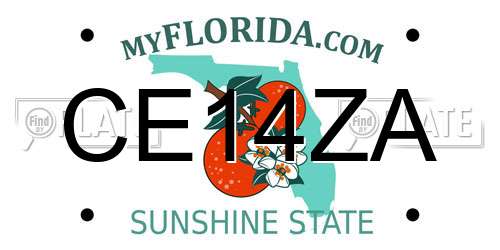 CE14ZA Florida License Plate