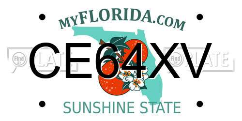 CE64XV Florida License Plate