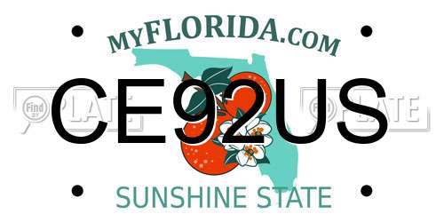 CE92US Florida License Plate
