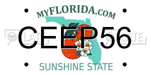 CEEP56 Florida License Plate