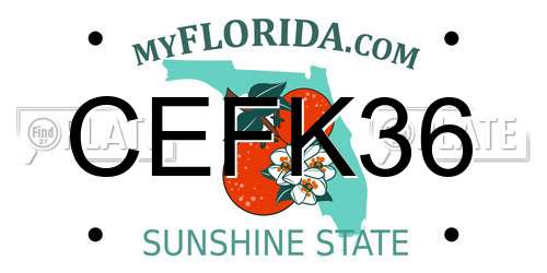 CEFK36 Florida License Plate