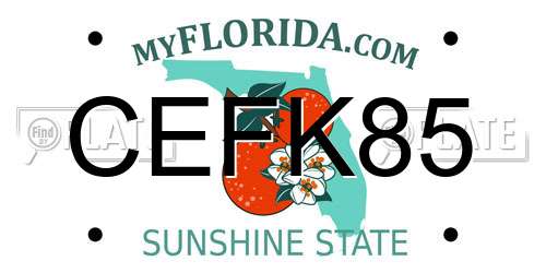 CEFK85 Florida License Plate
