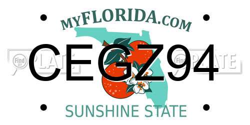 CEGZ94 Florida License Plate