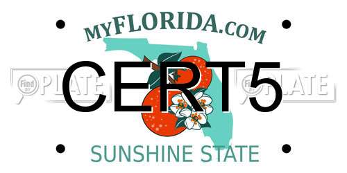 CERT5 Florida License Plate