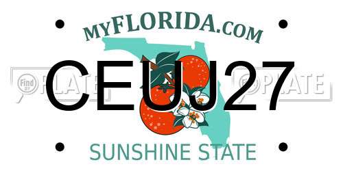 CEUJ27 Florida License Plate