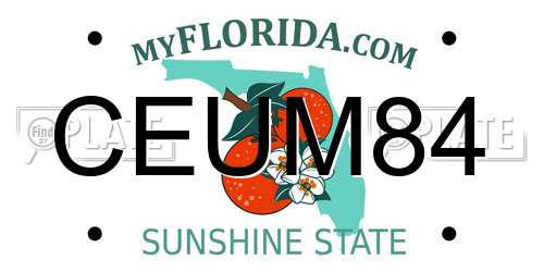 CEUM84 Florida License Plate