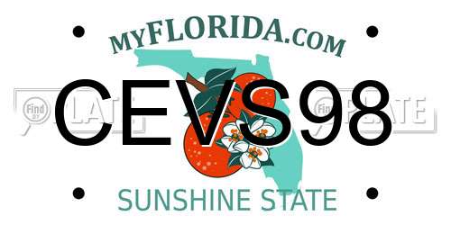CEVS98 Florida License Plate