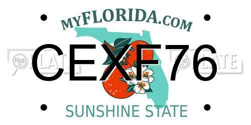 CEXF76 Florida License Plate