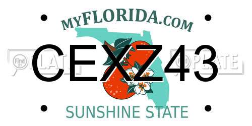 CEXZ43 Florida License Plate
