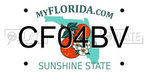 CF04BV Florida License Plate