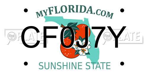 CF0J7Y Florida License Plate