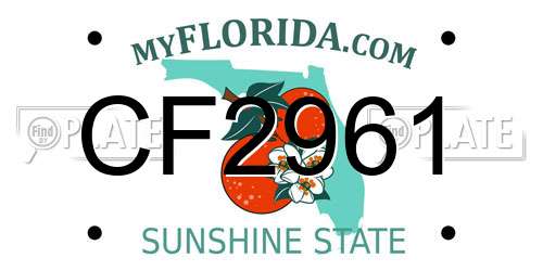 CF2961 Florida License Plate