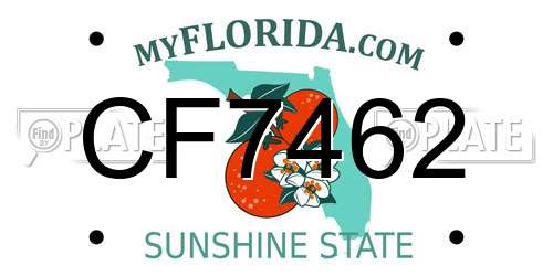 CF7462 Florida License Plate