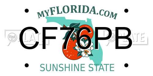 CF76PB Florida License Plate