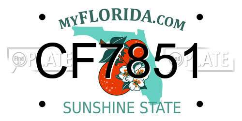 CF7851 Florida License Plate