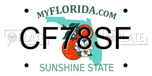 CF78SF Florida License Plate