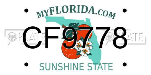 CF9778 Florida License Plate