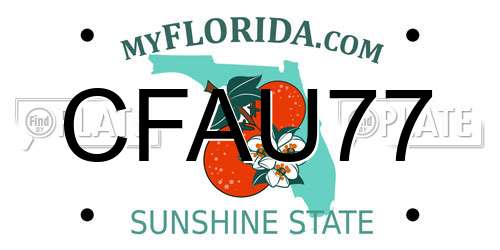 CFAU77 Florida License Plate