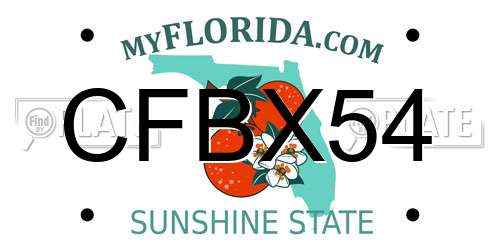 CFBX54 Florida License Plate