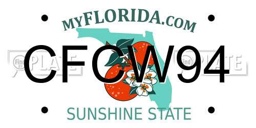 CFCW94 Florida License Plate