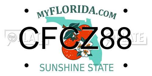 CFCZ88 Florida License Plate