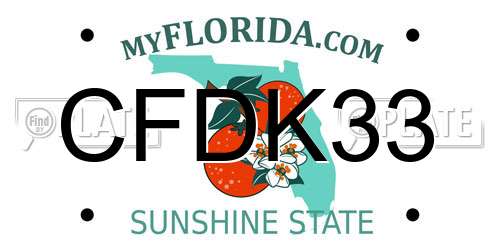 CFDK33 Florida License Plate
