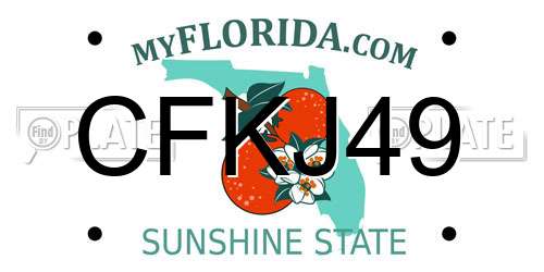 CFKJ49 Florida License Plate