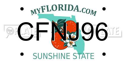 CFNJ96 Florida License Plate