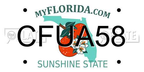 CFUA58 Florida License Plate