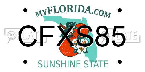 CFXS85 Florida License Plate