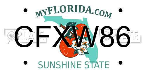 CFXW86 Florida License Plate