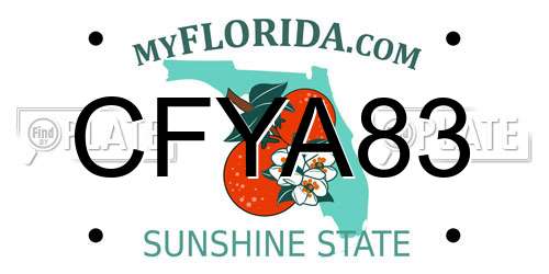 CFYA83 Florida License Plate