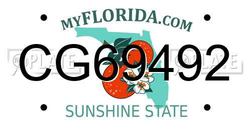 CG69492 Florida License Plate
