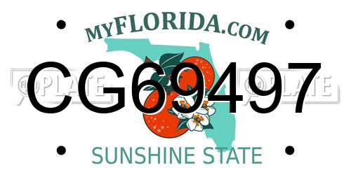 CG69497 Florida License Plate