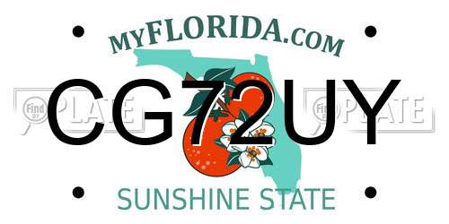 CG72UY Florida License Plate