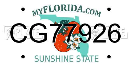 CG77926 Florida License Plate