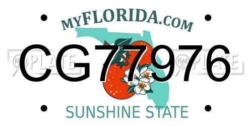 CG77976 Florida License Plate