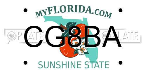 CG8BA Florida License Plate
